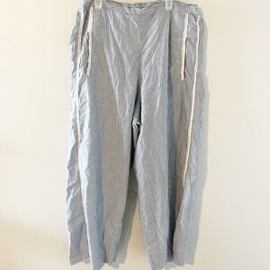 Matthildur Blue White Striped Pima Cotton Elastic Waist Pants‎ Peru 4/large